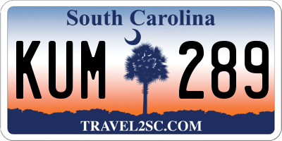 SC license plate KUM289