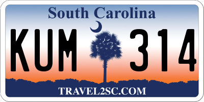 SC license plate KUM314
