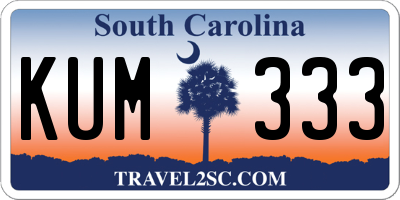 SC license plate KUM333
