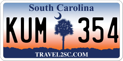 SC license plate KUM354