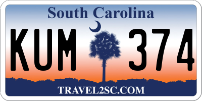 SC license plate KUM374
