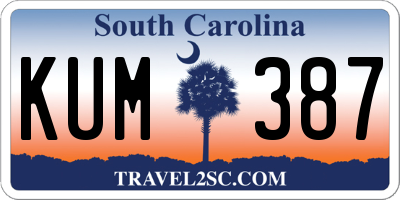 SC license plate KUM387