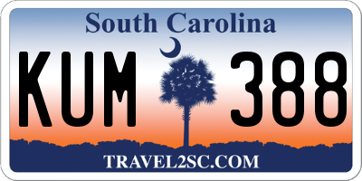 SC license plate KUM388