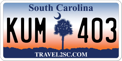 SC license plate KUM403