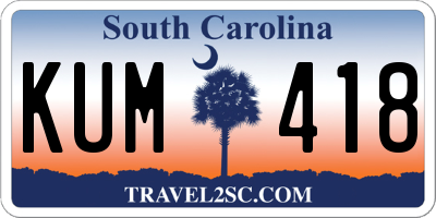 SC license plate KUM418