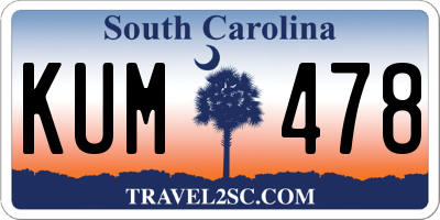 SC license plate KUM478