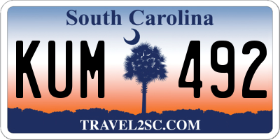 SC license plate KUM492