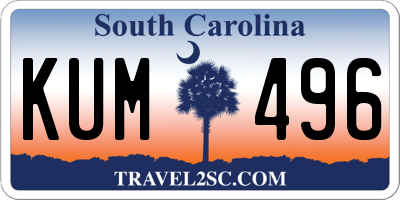 SC license plate KUM496