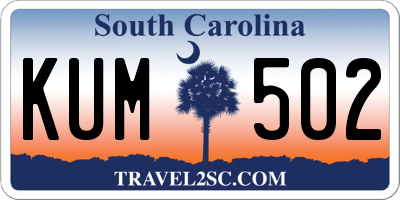SC license plate KUM502