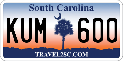 SC license plate KUM600