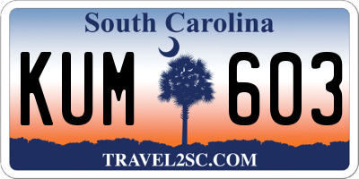 SC license plate KUM603