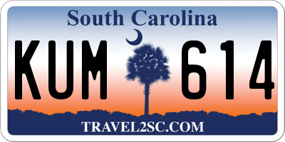 SC license plate KUM614