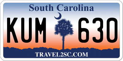 SC license plate KUM630