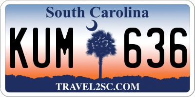 SC license plate KUM636