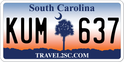 SC license plate KUM637