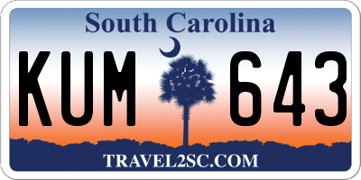 SC license plate KUM643