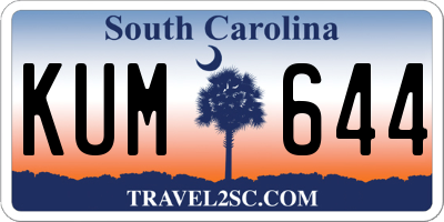 SC license plate KUM644