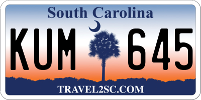 SC license plate KUM645