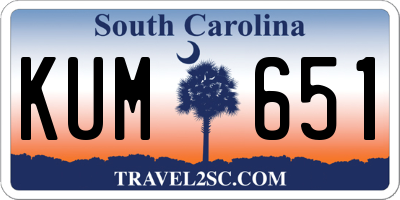 SC license plate KUM651