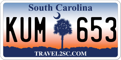 SC license plate KUM653