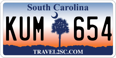 SC license plate KUM654