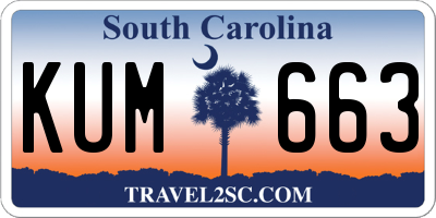 SC license plate KUM663