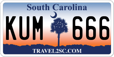 SC license plate KUM666