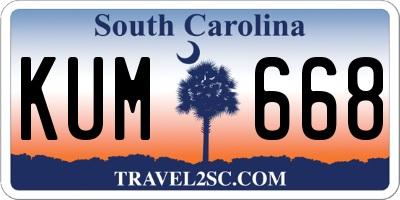 SC license plate KUM668
