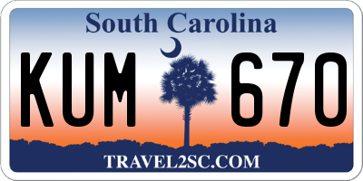 SC license plate KUM670