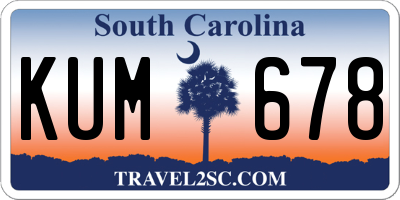 SC license plate KUM678