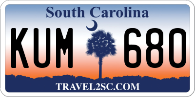 SC license plate KUM680