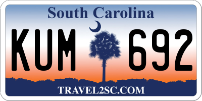 SC license plate KUM692