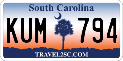 SC license plate KUM794