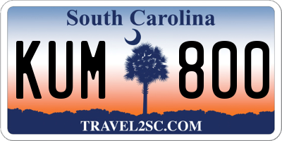 SC license plate KUM800
