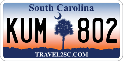 SC license plate KUM802
