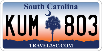 SC license plate KUM803