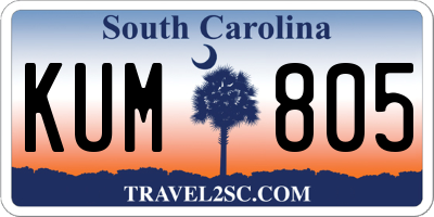 SC license plate KUM805