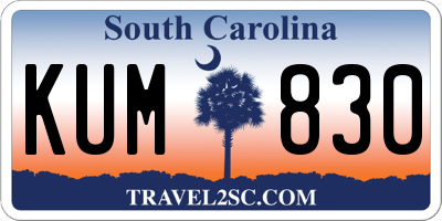 SC license plate KUM830