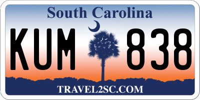 SC license plate KUM838