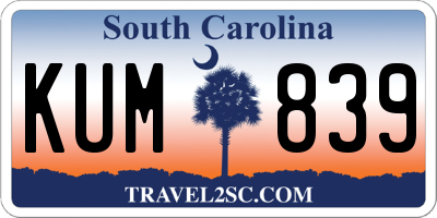 SC license plate KUM839