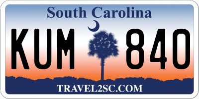 SC license plate KUM840