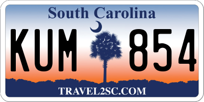 SC license plate KUM854