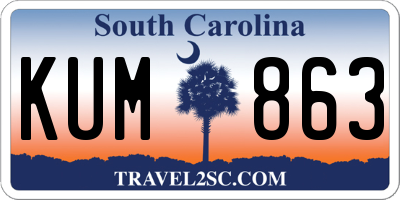 SC license plate KUM863