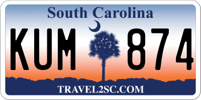 SC license plate KUM874