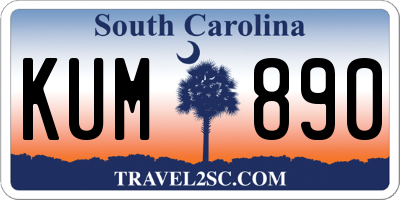 SC license plate KUM890