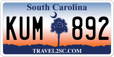 SC license plate KUM892