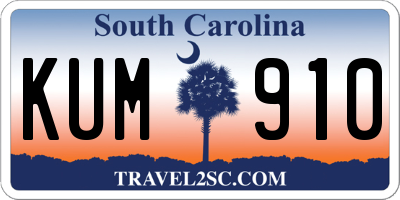 SC license plate KUM910