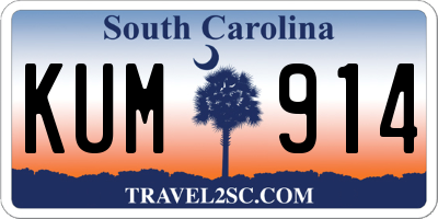 SC license plate KUM914