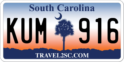 SC license plate KUM916