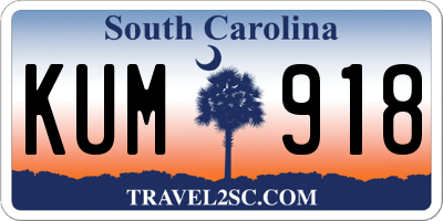 SC license plate KUM918